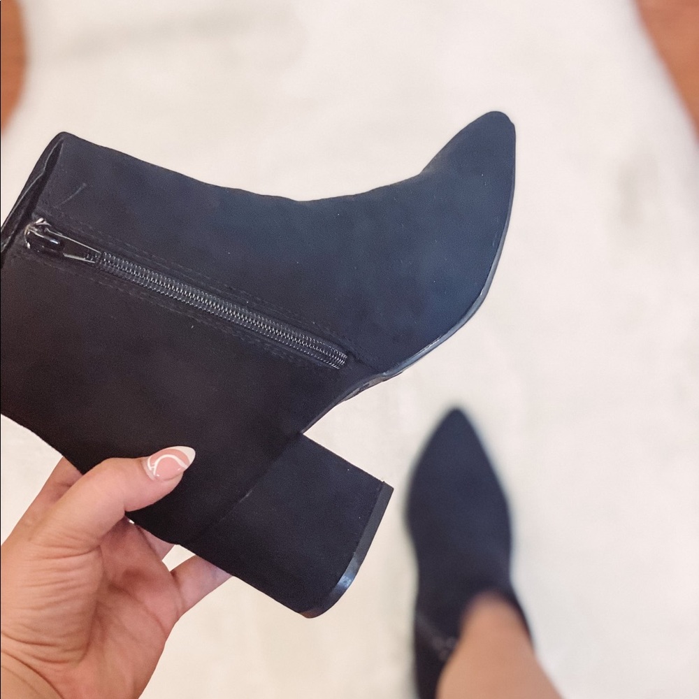 Faux suede booties